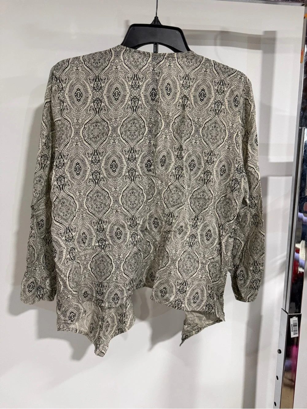 Maurices Open-Front Paisley Cardigan - Cream/Black
